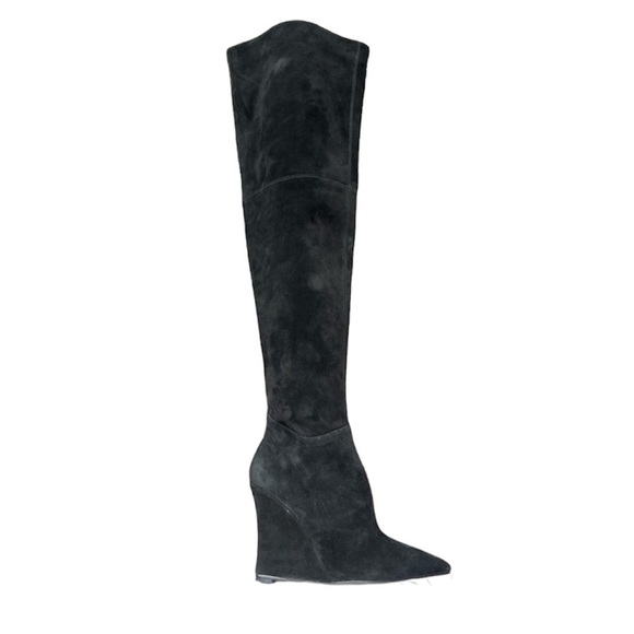 RAYE Ruby Boot in Black Size 6 Thigh High Wedge Pointed Toe SOLD OUT Revolve - Picture 1 of 6
